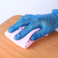 pvc手套洗碗一次性外出家用防护餐饮手套防水防油防护劳保食品级|蓝色100只 XL加大码