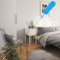 加长天花板除尘掸屋顶清洁刷家用鸡毛掸子可弯曲长柄不锈钢杆尘掸|蓝色 3米75