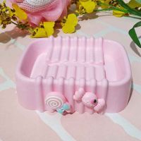 创意卡通可爱肥皂盒 浴室卫生间香皂盒皂盘架塑料香皂盒置物盒|棒棒糖蝴蝶结款1个