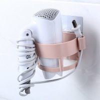 卫生间电吹风架浴室置物架挂架吹风机架收纳架免打孔壁挂风筒架子|北欧粉
