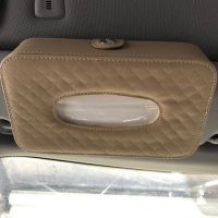 汽车内饰用品车载车用纸巾盒 汽车创意遮阳板挂式天窗椅背抽纸盒|米色[夹子款] [双眼镜狗]