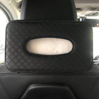 汽车内饰用品车载车用纸巾盒 汽车创意遮阳板挂式天窗椅背抽纸盒|黑色[绑带款] [双眼镜狗]