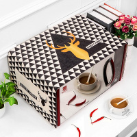 棉麻盖巾格兰仕美的微波炉罩布艺防尘罩子烤箱防水防油套卡通盖布|深棕色三角鹿 35CM*108CM