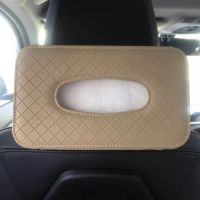 汽车内饰用品车载车用纸巾盒 汽车创意遮阳板挂式天窗椅背抽纸盒|米色[绑带款] [玫红花]