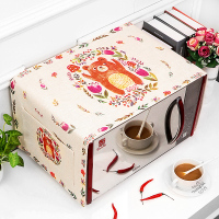 棉麻盖巾格兰仕美的微波炉罩布艺防尘罩子烤箱防水防油套卡通盖布|西瓜红郁金香小熊 35CM*108CM