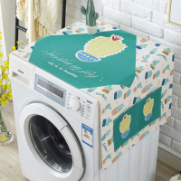 滚筒洗衣机罩防水防晒洗衣机套罩防尘罩帘通用北欧遮阳布盖巾盖布|绿底仙人球 单开冰箱巾140*55cm
