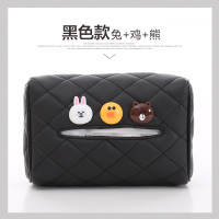 汽车椅背遮阳板车载纸巾盒抽创意可爱挂式抽纸盒车用纸盒车内用品|兔+鸡+熊黑色纸巾盒