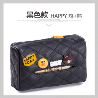 汽车椅背遮阳板车载纸巾盒抽创意可爱挂式抽纸盒车用纸盒车内用品|Happy鸡+熊黑色纸巾盒