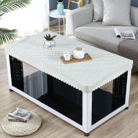 烤火罩长方形防水皮罩茶几桌布防油防烫取暖电炉罩电暖炉防尘罩套|虚线格子 75*140cmPU