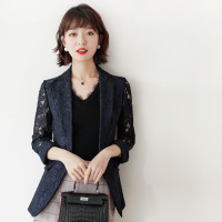 设计感小西装外套女装夏季七分蕾丝袖设计感上衣西服