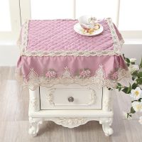 欧式布艺卧室简约防尘罩床头柜盖布现代蕾丝床头柜罩耐脏|盛世倾城紫色 45*55cm