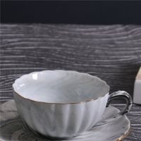 陶瓷咖啡单杯北欧自然石纹轻奢创意家用花茶杯下午茶红茶杯绿茶杯|灰色单杯