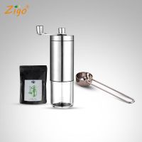 不锈钢手动咖啡豆研磨机家用手摇现磨豆机小巧便携迷你水洗|磨豆机+咖啡豆227克+咖啡勺