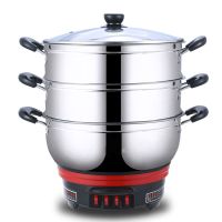 加厚多功能电热锅家用电锅家用电锅炒菜锅电火锅电蒸锅多功能锅|30cm双蒸笼(适合3-5人使用)