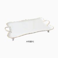 陶瓷咖啡杯套装简约欧式小奢华家用英式下午茶杯茶具优雅高档杯碟|水纹:大瓷托盘