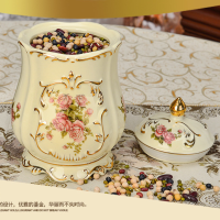 高档欧式咖啡杯碟架花茶陶瓷套装便携水杯子英式茶具家用创意简约|玫瑰密封罐