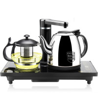 茗茶小镇自动上水电热水壶304不锈钢电水壶三合一茶具套装|黑色保温款