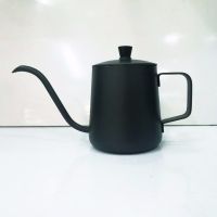 手冲咖啡壶v60家用细口壶304不锈钢挂耳长嘴手冲壶滴漏皮绳防烫|350ml手冲壶--黑色