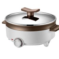多功能电热锅韩式电火锅家用电火锅不粘锅电煎锅烤锅4-10人|4L旋钮电火锅/咖啡色