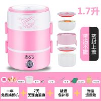 电热饭盒二三层可插电加热保温饭盒上班族学生迷你电饭煲小蒸饭锅|高配款陶瓷双层[送餐具+袋子]粉色