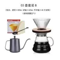 手冲咖啡壶套装组合 加厚耐热v60玻璃滤杯家用滴漏式耐高温分享壶|03壶手冲套装B(不绑绳手冲壶)