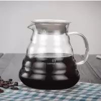手冲玻璃实木架咖啡滤杯v60冲杯加厚过滤滴滤杯分享壶匀杯云朵壶|3号云朵壶800ml