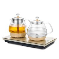 全自动底部上水电热烧水壶电茶炉玻璃家用煮茶器一体保温茶具套装|金色煮茶款