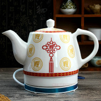 景德镇陶瓷电热水壶瓷器烧水壶青花瓷泡茶壶日用功夫茶壶陶瓷电壶|1.2L-中国结