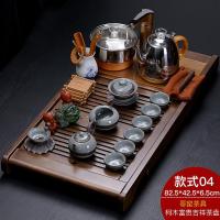 家用四合一全自动电茶炉实木茶盘茶台整套陶瓷紫砂功夫茶具套装|富贵吉祥+哥窑茶具 25件