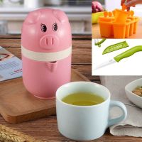 手动榨汁机家用压汁器小型学生网红榨汁杯辅食制作|萌猪-粉色+棒冰模具方+利瓷切