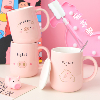 简约创意可爱马克杯带盖勺水杯子文艺陶瓷咖啡杯大容量女家用牛奶