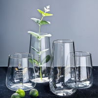 创意烫金字母玻璃杯子水杯牛奶杯早餐杯奶茶咖啡杯冷饮料杯