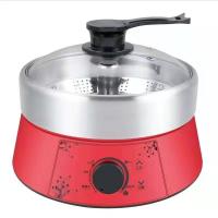 全自动智能升降火锅家用多功能分体式电蒸煮炉脱糖电火锅电蒸锅|机械版5L红色
