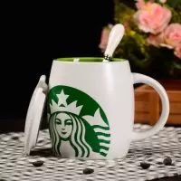 高品质陶瓷马克杯经典酒桶大咖啡杯美人鱼款带盖勺创意水杯