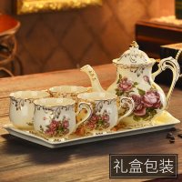 咖啡杯套装英式下午茶杯子客厅杯欧式茶具陶瓷水杯家用水茶杯茶壶|《玫瑰》套餐B[送礼选彩盒]