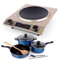 3500w凹面电磁炉大功率家用特价电池炉凹型商用凹灶爆炒|双旋钮凹面(D18)单炉+锅具3件套