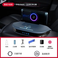 车载空气负离子雾化除甲醛香薰消毒净化器汽车用太阳能加湿除异味|[升级版]Q5双涡轮净化器+无线充功能墨玉蓝