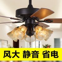 餐厅吊扇灯客厅风扇灯 北欧木叶电风扇美式铁叶带灯吊扇风扇吊灯