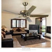 无灯吊扇美式简约餐厅客厅不带灯吊扇欧式复古家用铁叶电风扇