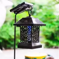太阳能灭蚊灯户外家用室外庭院捕蚊蝇器花园防蚊驱蚊灭蚊神器防水|宫廷款带太阳能板支架数据线