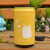 迷你家用卧室加湿器家用可爱车载加湿器usb空气加湿器迷你易拉罐|黄色两只猫