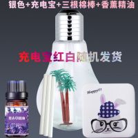 加湿神器加湿器灯泡小夜灯大雾容量空气喷雾usb家用卧室车载香薰|银色+香薰一瓶+三根替换棒+充电宝