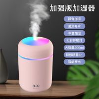 办公室保湿器加湿器空气增湿器家用卧室喷雾净化usb|加强款[七彩氛围灯+定时+静音]粉色 [数据线+1只棉棒]