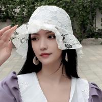 蕾丝帽女夏镂空个性渔夫帽夏季薄款时尚白色网红韩国防晒水桶帽子