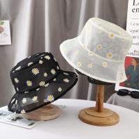 网纱渔夫帽子女夏天小清新透气薄款小雏菊花朵太阳帽防晒遮阳盆帽