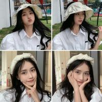 帽子女韩版百搭防晒遮脸太阳帽潮贝壳渔夫帽防紫外线遮阳空顶帽