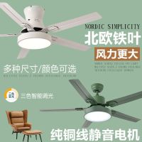 简约遥控餐厅吊扇灯北欧卧室静音带铁叶风扇灯家用客厅电风扇吊灯