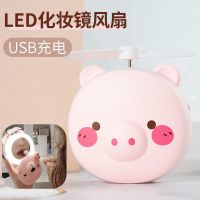 led化妆镜迷你usb充电风扇小夜灯小型手持便携学生宿舍卡通女生