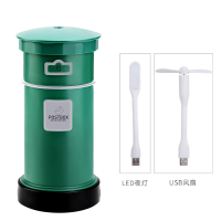 煤气罐香薰空气净化保湿除菌送灯扇补水防干燥迷你加湿器创意usb|邮筒-绿色[送小米灯+扇]