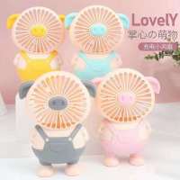 便携式超静音usb桌面宿舍猪猪灯光风扇迷你办公室桌上可充电小